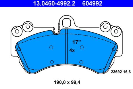 Комплект тормозных колодок VW TOUAREG, PORSCHE CAYENNE, MB G-CLASS, ATE (13046049922)