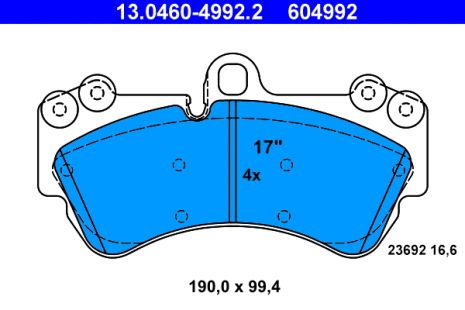 Комплект гальмівних колодок VW TOUAREG, PORSCHE CAYENNE, MB G-CLASS, ATE (13046049922)