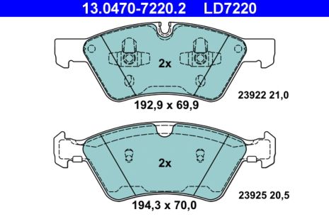 Комплект гальмівних колодок MB R-CLASS, MB GL-CLASS, MB M-CLASS, ATE (13047072202)
