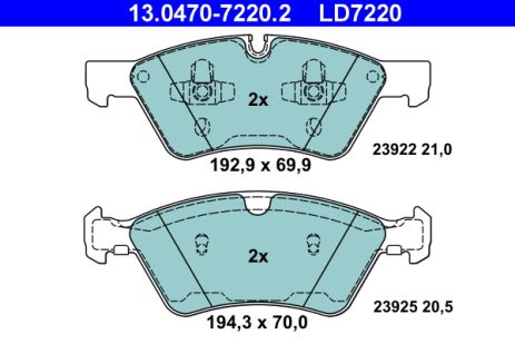 Комплект тормозных колодок MB R-CLASS, MB GL-CLASS, MB M-CLASS, ATE (13047072202)