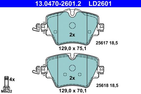 Комплект гальмівних колодок TOYOTA SUPRA, BMW 3, BMW 2, ATE (13047026012)