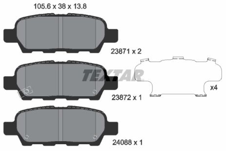 Комплект гальмівних колодок SUZUKI LANDY, SAMSUNG QM5, RENAULT KOLEOS, TEXTAR (2387101)