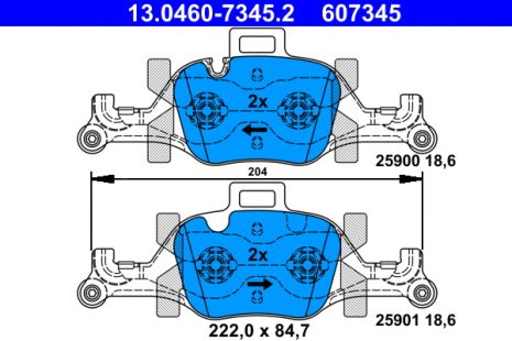 Комплект гальмівних колодок BMW X3, BMW i4, BMW 5, ATE (13046073452)