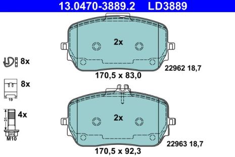 Комплект тормозных колодок MB GLE, MB GLS, ATE (13047038892)