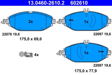 Комплект гальмівних колодок MB E-CLASS, MB C-CLASS, MB CLS, ATE (13046026102)
