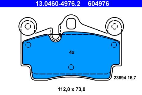Комплект тормозных колодок AUDI Q7, VW TOUAREG, PORSCHE CAYENNE, ATE (13046049762)