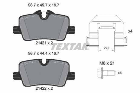 Комплект тормозных колодок BMW 3, BMW 2, TEXTAR (2142101)