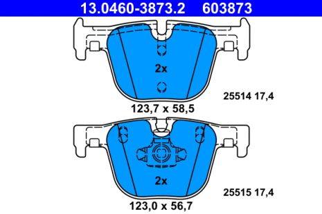 Комплект тормозных колодок BMW 3, BMW 4, ATE (13046038732)