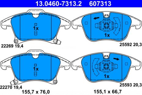 Комплект тормозных колодок FORD S-MAX, FORD GALAXY, FORD MONDEO, ATE (13046073132)