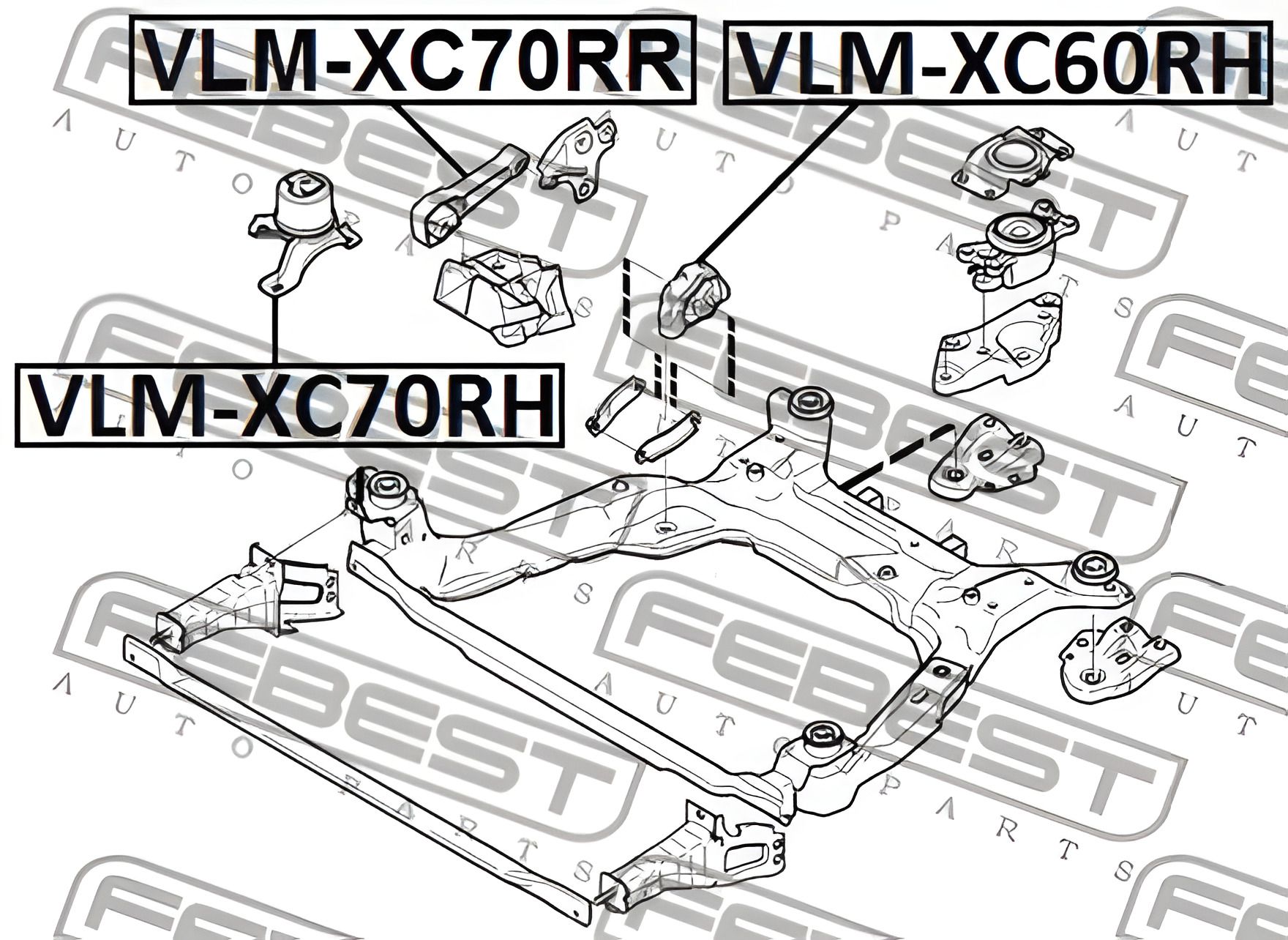 Подушка двигуна для FORD MONDEO та VOLVO (FEBEST VLMXC70RH) Подушка двигуна для FORD MONDEO та VOLVO (FEBEST VLMXC70RH)