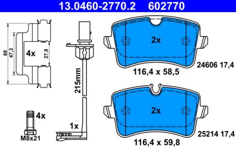 Комплект тормозных колодок PORSCHE MACAN, AUDI A6, AUDI A7, ATE (13046027702)