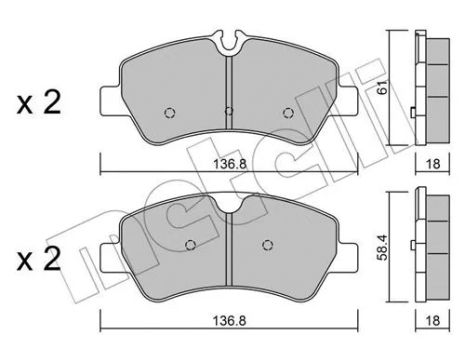 Комплект тормозных колодок FORD TRANSIT, FORD TOURNEO, METELLI (2209910)