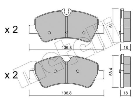 Комплект гальмівних колодок FORD TRANSIT, FORD TOURNEO, METELLI (2209910)