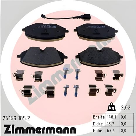 Комплект тормозных колодок для SEAT LEON, SKODA OCTAVIA, VW GOLF, ZIMMERMANN (261691852) Комплект тормозных колодок для SEAT LEON, SKODA OCTAVIA, VW GOLF, ZIMMERMANN (261691852)
