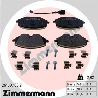 Комплект тормозных колодок SEAT LEON, SKODA OCTAVIA, VW GOLF, ZIMMERMANN (261691852)