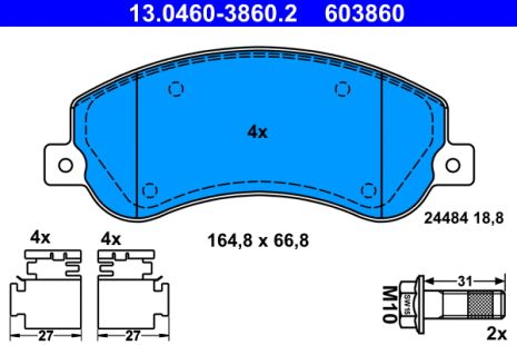 Комплект гальмівних колодок VW AMAROK, ATE (13046038602)