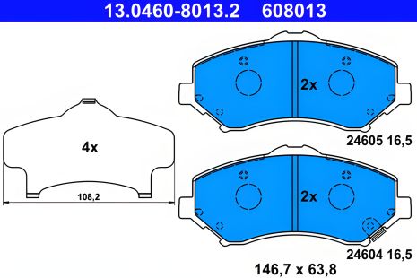 Комплект тормозных колодок JEEP CHEROKEE, JEEP WRANGLER, ATE (13046080132) Комплект тормозных колодок JEEP CHEROKEE, JEEP WRANGLER, ATE (13046080132)