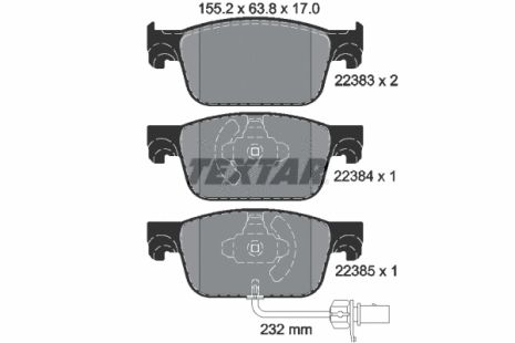 Комплект гальмівних колодок AUDI A5, AUDI A4, TEXTAR (2238301)