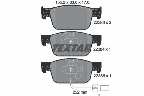 Комплект тормозных колодок AUDI A5, AUDI A4, TEXTAR (2238301)