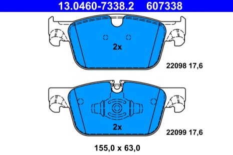 Комплект гальмівних колодок VOLVO S90, VOLVO S60, VOLVO V90, ATE (13046073382)