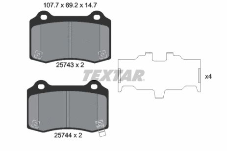 Комплект тормозных колодок TESLA MODEL, HYUNDAI GENESIS, JEEP GRAND, TEXTAR (2574301)
