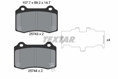 Комплект тормозных колодок TESLA MODEL, HYUNDAI GENESIS, JEEP GRAND, TEXTAR (2574301)