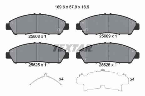 Комплект тормозных колодок ACURA ZDX, HONDA PILOT, ACURA MDX, TEXTAR (2560801)