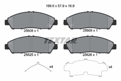 Комплект тормозных колодок ACURA ZDX, HONDA PILOT, ACURA MDX, TEXTAR (2560801)