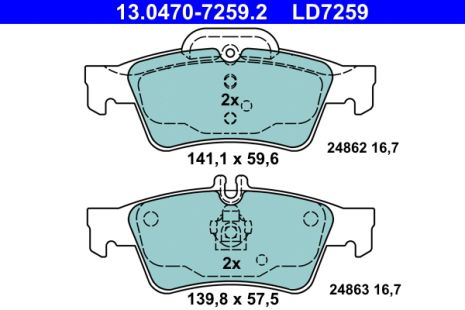 Комплект гальмівних колодок MB CLS, MB E-CLASS, MB S-CLASS, ATE (13047072592)