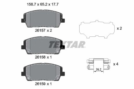 Комплект тормозных колодок HYUNDAI PALISADE, KIA SORENTO, HYUNDAI SANTA, TEXTAR (2615701)
