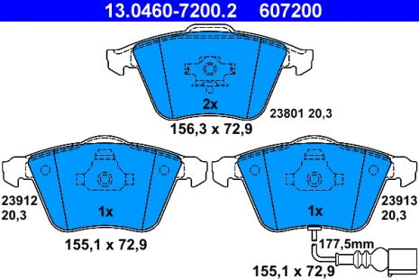 Комплект тормозных колодок SKODA SUPERB, SEAT LEON, VW GOLF, ATE (13046072002) Комплект тормозных колодок SKODA SUPERB, SEAT LEON, VW GOLF, ATE (13046072002)