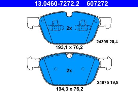 Комплект гальмівних колодок VOLVO XC90, VOLVO XC60, ATE (13046072722)