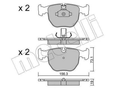 Комплект гальмівних колодок BMW X5, BMW X3, BMW 5, METELLI (2205590)