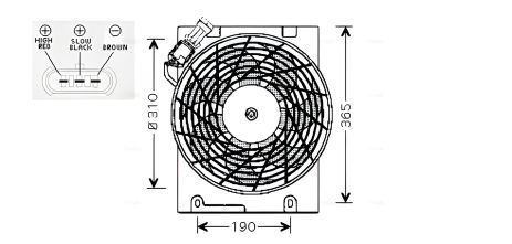 Радіатора вентилятор охолодження OPEL ASTRA, OPEL ZAFIRA, AVA COOLING (OL7508)