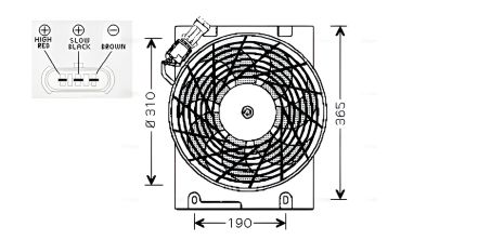 Радиаторный охлаждающий вентилятор OPEL ASTRA, OPEL ZAFIRA, AVA COOLING (OL7508)