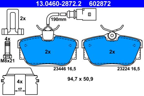 Комплект тормозных колодок SEAT ALHAMBRA, FORD GALAXY, VW TRANSPORTER, ATE (13046028722)
