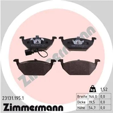 Комплект тормозных колодок SEAT LEON, VW JETTA, SKODA YETI, ZIMMERMANN (231311951)