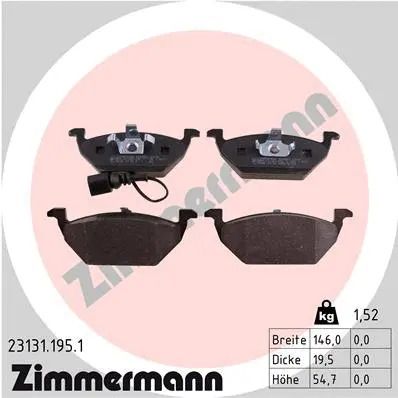 Комплект гальмівних колодок SEAT LEON, VW JETTA, SKODA YETI, ZIMMERMANN (231311951)