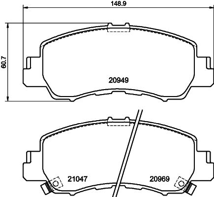 Комплект тормозных колодок MITSUBISHI (GAC), MITSUBISHI ECLIPSE, HELLA PAGID (8DB355040521)