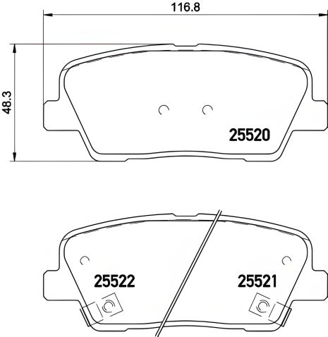 Комплект гальмівних колодок для KIA STINGER, GENESIS G70, HYUNDAI GENESIS, BREMBO (P30081) Комплект гальмівних колодок для KIA STINGER, GENESIS G70, HYUNDAI GENESIS, BREMBO (P30081)