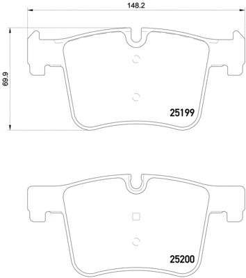 Комплект гальмівних колодок BMW 2, BMW 4, BREMBO (P06075)