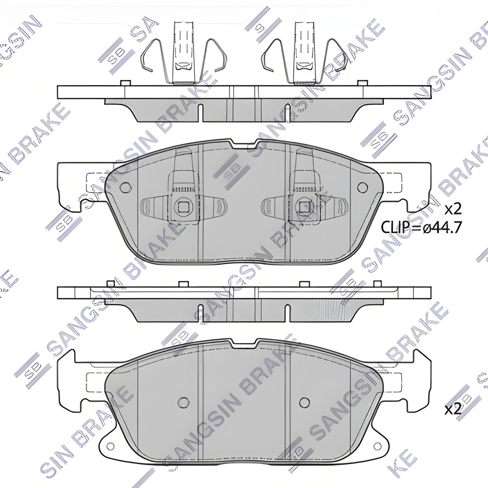 Передні гальмівні колодки для FORD EDGE 15 (SANGSIN) SP4251 Передні гальмівні колодки для FORD EDGE 15 (SANGSIN) SP4251