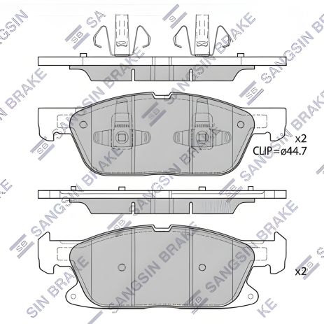 Передні гальмівні колодки для FORD EDGE 15 (SANGSIN) SP4251 Передні гальмівні колодки для FORD EDGE 15 (SANGSIN) SP4251
