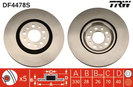 Гальмівний диск для Jeep Cherokee, Alfa Romeo, TRW (DF4478S) Гальмівний диск для Jeep Cherokee, Alfa Romeo, TRW (DF4478S)
