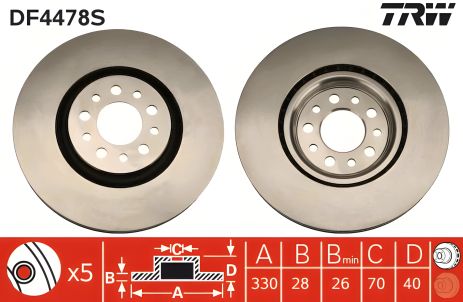 Гальмівний диск для Jeep Cherokee, Alfa Romeo, TRW (DF4478S)