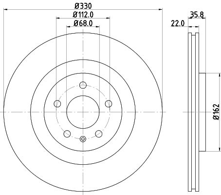 Диск тормозной VW, PORSCHE MACAN, HELLA PAGID (8DD355118021)