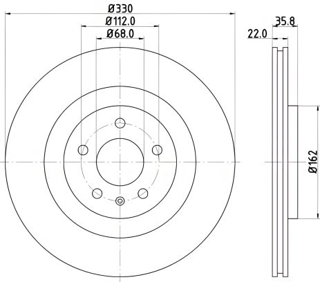 Диск тормозной для VW, PORSCHE MACAN, HELLA PAGID (8DD355118021)