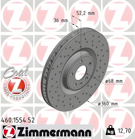 Диск тормозной PORSCHE MACAN, ZIMMERMANN (460155452) Диск тормозной PORSCHE MACAN, ZIMMERMANN (460155452)