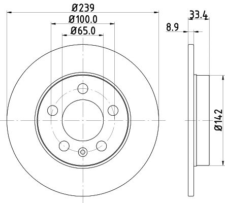 Диск гальмівний VW GOLF, SKODA OCTAVIA, AUDI TT, HELLA PAGID (8DD355107461)