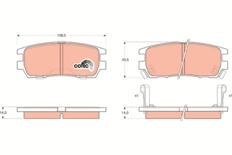 Комплект гальмівних колодок, дискове гальмо MITSUBISHI VERADA, TRW (GDB1127)